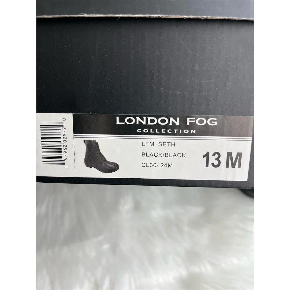 🆕 London Fog Collection Men's Seth Duck Boots Black Waterproof Lace-Up Size 13